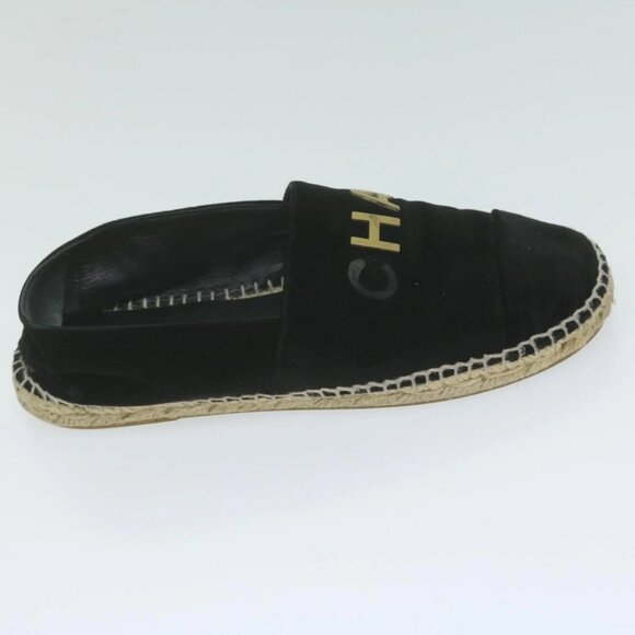 CHANEL Pumps Shoes Velor 38 Black CC Auth - Picture 9 of 16